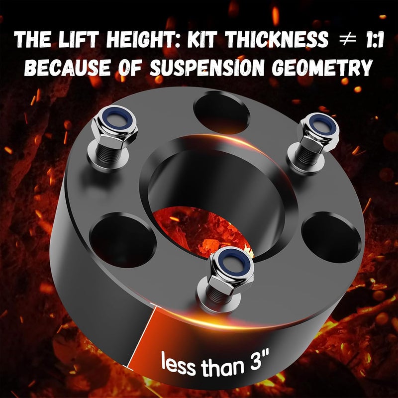 Lifronkit 3" Ram 1500 Leveling Lift Kit, 3in Front Suspension Lift Kit Forged Strut Spacers for 2006-2024 Dodge Ram 1500 4WD, Dakota 2WD/4WD 2005-2007&2009-2011, CNC Machine Black Anodized - Image 4
